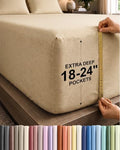 CGK Extra Deep King Single Fitted Sheet Only - Heathered Tan
