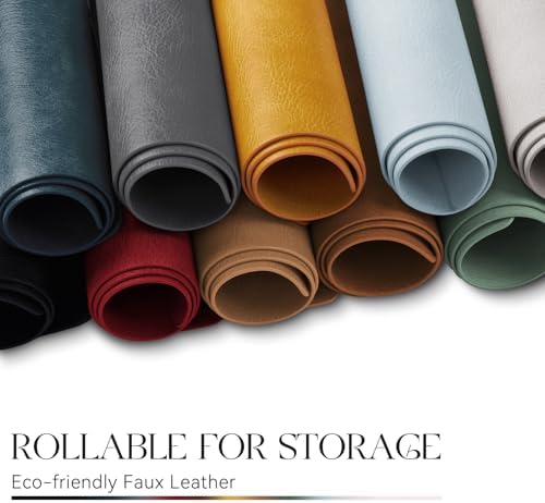 MOSAYT Vinyl Faux Leather Placemats, Set of 4, Grey