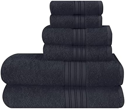 BOUTIQUO 6 Pack Cotton Towel Set, Contains 2 Bath Towels 28x55 inch, 2