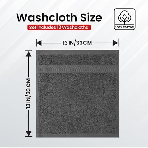 Infinitee Xclusives Luxury Wash Cloths for Showering [13x13] – 100%