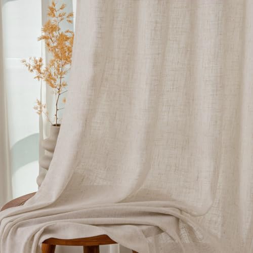 VISIONTEX Back Tab Linen Curtains 2 Panels 96 Inches Long Copper Brown