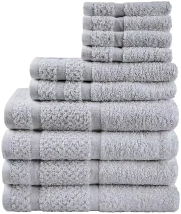 Light Gray Cotton 10pcs Bath Towel Set