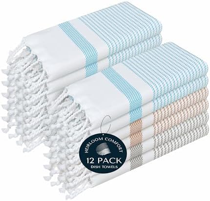 Multi Color Kitchen Towels 16x26 Inch, 12 Pack, 100% Cotton, Ultra