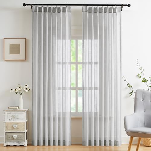 WEST LAKE Silver Gray Pinch Pleated Sheer Window Curtains for Living