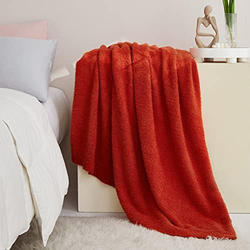 CYMULA Super Soft Knit Throw Blanket Twin Size Orange-Lightweight