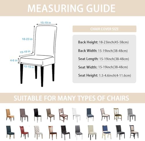 Dining Chair Covers Set of 6, Stretch Spandex Chair Slipcover, Beige