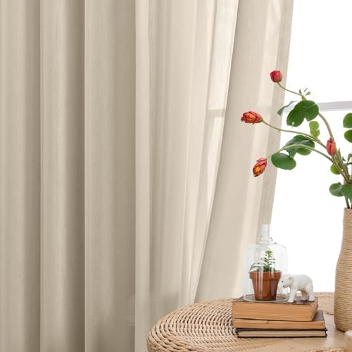 WEST LAKE Plaza Taupe Pinch Pleated Sheer Curtains 95 Inches Long for