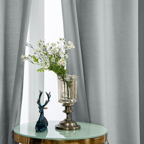 Linen Blended Rustic Curtains 96 inch Length 2 Panels for Living Room