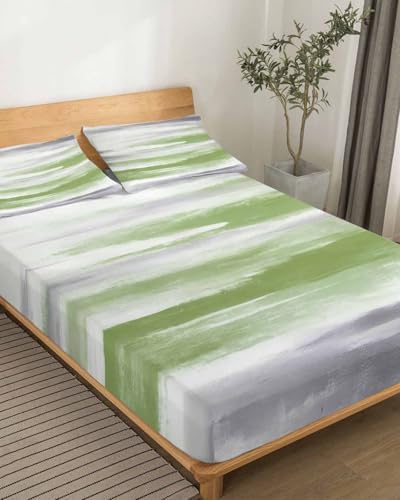 Sage Green Gray California King Bed Sheets,Breathable Cooling Sheet