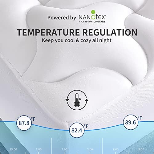 SLEEP ZONE Cooling Mattress Topper Queen Mattress Pad, Quilted Fitted