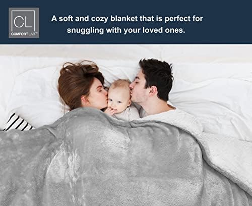 Comfort Lab Reversible Flannel Sherpa Blanket - Elegant Fluffy Bed