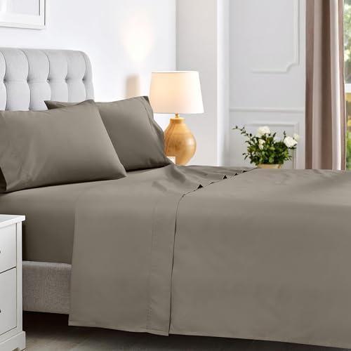 Superior Cotton Blend 600 TC Deep Pocket Sheet Set, Queen, Grey