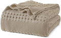 PHF Lightweight 100% Cotton Waffle Blanket for Bed, Queen, Taupe
