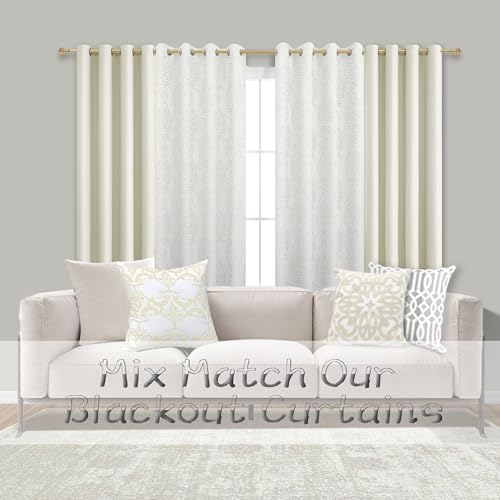 Off White Curtains 84 Inches Long for Bedroom Grommet Tone on Tone
