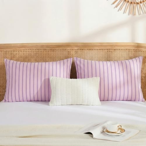 Merryword 100% Cotton Pillow Cases, Standard Size Pillowcases, Pink &