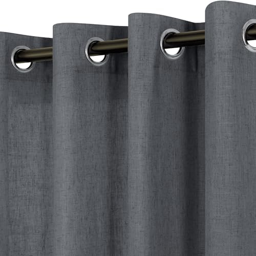 Grey Living Room Curtains 96 Inches Long 2 Panels Grommet Eyelet