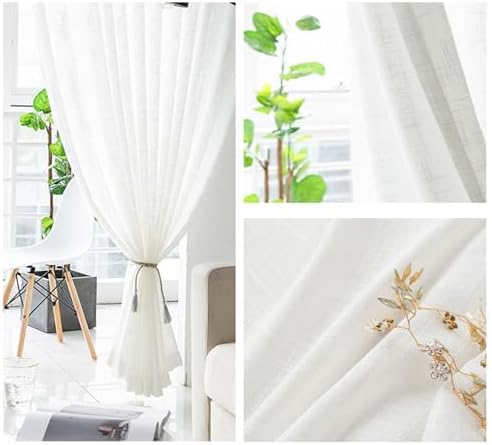 Beydodo Curtains Semi Sheer 63 Inch Length, Privacy Curtains for