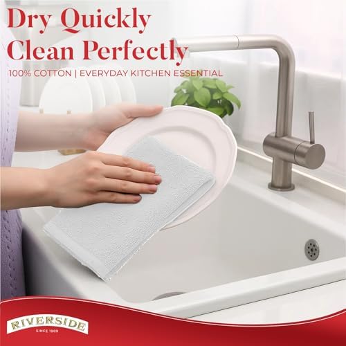 RIVERSIDE 12 Pack Kitchen Bar Mop Towels, 16x19 Inches, 100% Cotton