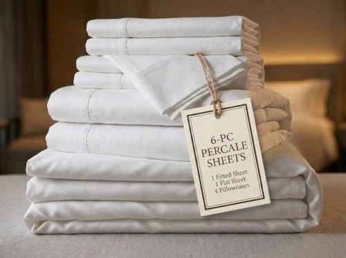 (6-Piece) California King [72”x84”] Percale Sheets Set