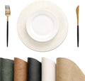 MOSAYT Vinyl Faux Leather Round Placemats Set of 4, 13 Inch, Beige