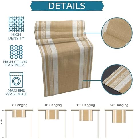 Vintage Tan Brown Striped Table Runner and Placemats for Dining