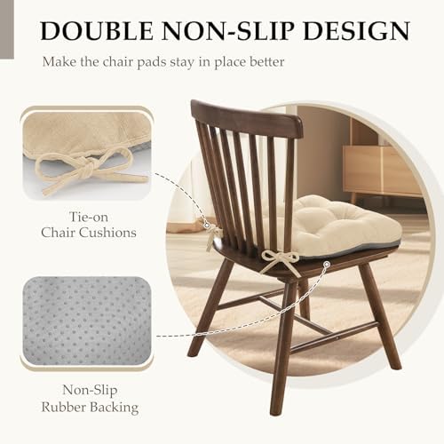 HARBOREST Chair Cushions for Dining Chairs Set of 4 - Chenille Tufted