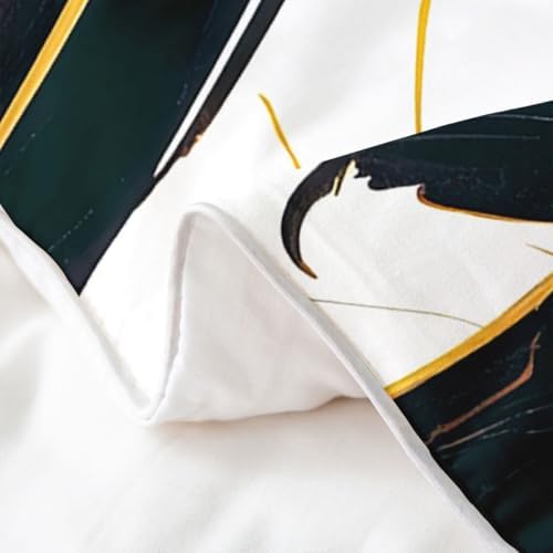Feelyou Black Beige Gold Duvet Cover 100% Cotton Twin Size Abstract