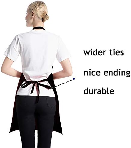 12 Pcs Bib Bulk Black Aprons for Women Men Adult Girls Unisex with 2