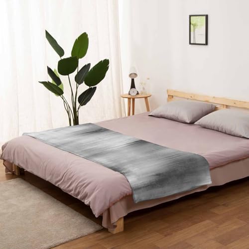Flannel Fleece Blanket 60" x 80", Grey Ombre Microfiber Cozy Soft