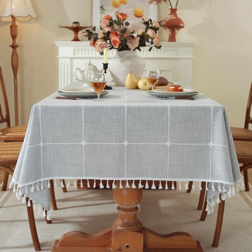 Warmstar Linen Textured Tablecloth Rectangular, Farmhouse Rustic Table