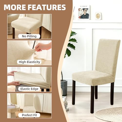 Dining Chair Covers for Dining Room Set of 4, Soft Thick Chenille