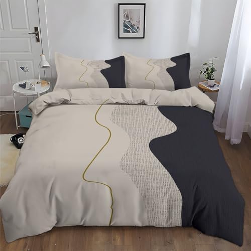 Kids Beige Bedding Duvet Cover Set King Size Teenager Geometric