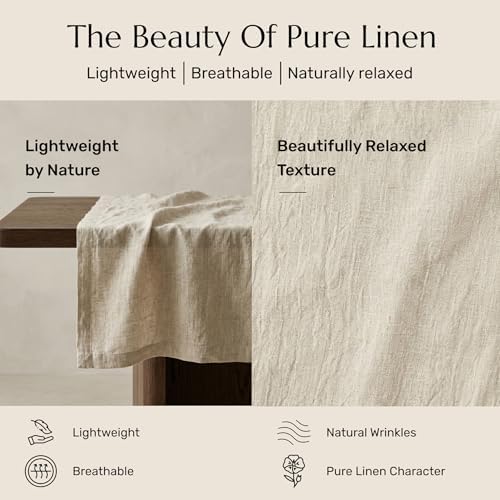 Solino Home 100% Pure Linen Table Runner Natural Woven, Fete