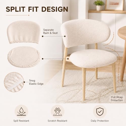 Stretch Split Dining Chair Covers for Arc Back Chairs (S-Beige)