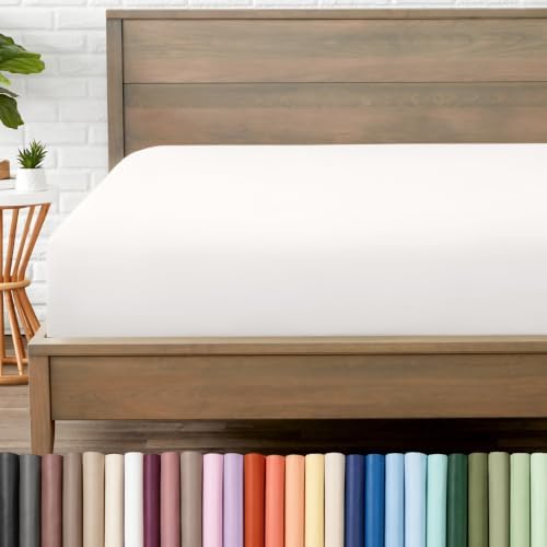 Bare Home Queen Fitted Sheet - 1800 Ultra-Soft (Queen, Antique White)