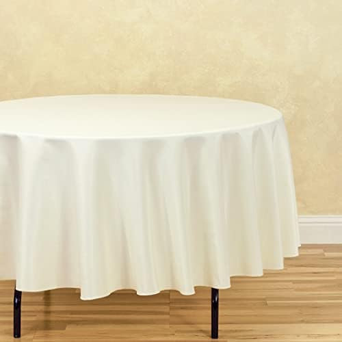 LinenTablecloth 90-Inch Round Polyester Tablecloth Ivory