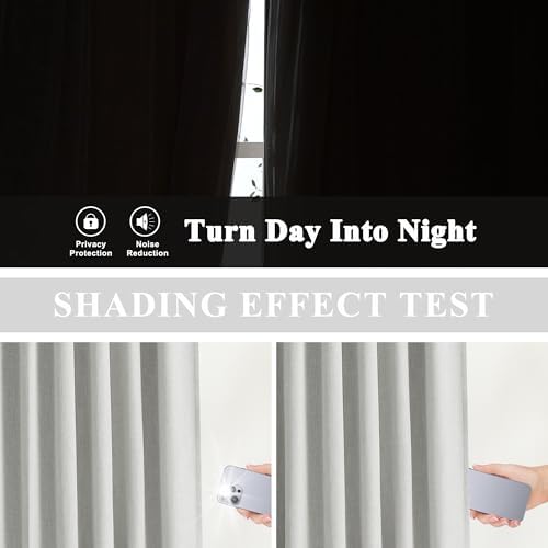 Vision Home Light Gray Pinch Pleated Full Blackout Curtains Linen