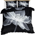 Flowers Bedding Sets Queen, Gray Floral Duvet Cover, Minimalist