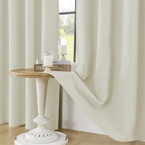 ChrisDowa Ivory Blackout Curtains 108 Inches Long 2 Panels for Bedroom
