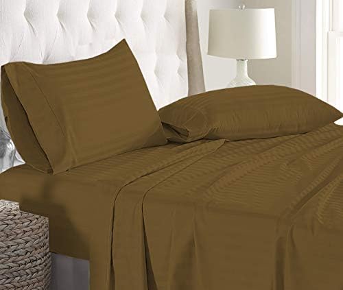 ARlinen 100% Cotton Sheet Taupe Stripe Full -Sheets Set, 4-Piece