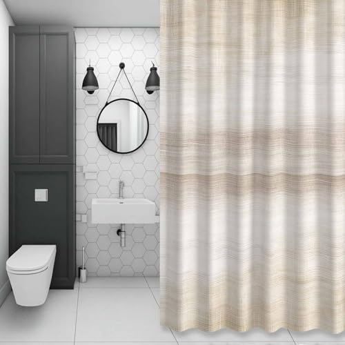 Khaki Shower Curtain 84 inches Extra Long Abstract Light Beige Ombre
