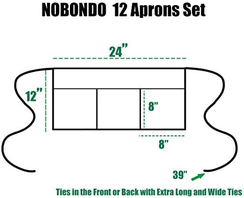 NOBONDO 12 Pack Waitress Aprons with 3 Pockets - Waist Aprons for