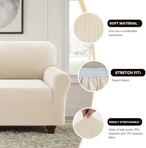 PrinceDeco Waterproof Couch Cover for 2 Cushion Loveseat