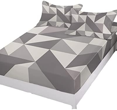 Fitted Bed Sheet Set for Full Size Fits Mattress Upto 16Inch, Neutral