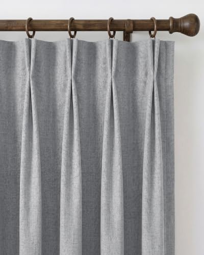 NICETOWN PRO 100% Full Blackout Curtains for Living Room, Gray Faux