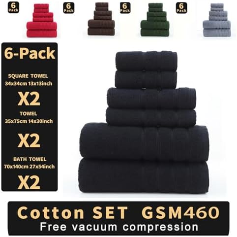 Soft 6 Piece Towel Set, 2 Bath Towels 2 Hand Towels 2 Washcloths