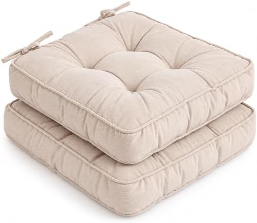 Furlide Chair Cushion with Ties 18 x 18 Inch Indoor Outdoor Cushions