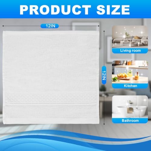 6 Pack Washcloths, 100% Cotton Wash Cloths, 12x12 Inch, White