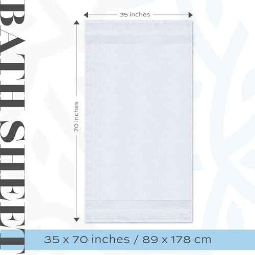 White Classic 2 Luxury White Bath Sheet Towels 35 x 70, 6 Hand Towels