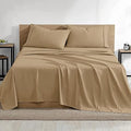 PURE ECO Natural Cotton- 4 Pieces Twin Size Beige Color Sheet Set